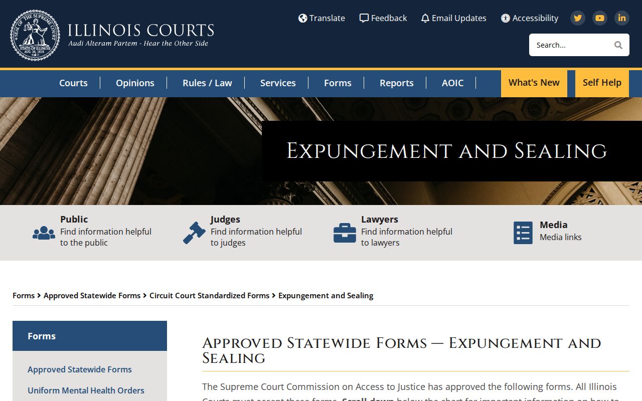 Illinois Courts expungement and sealing forms for Kankakee County cases