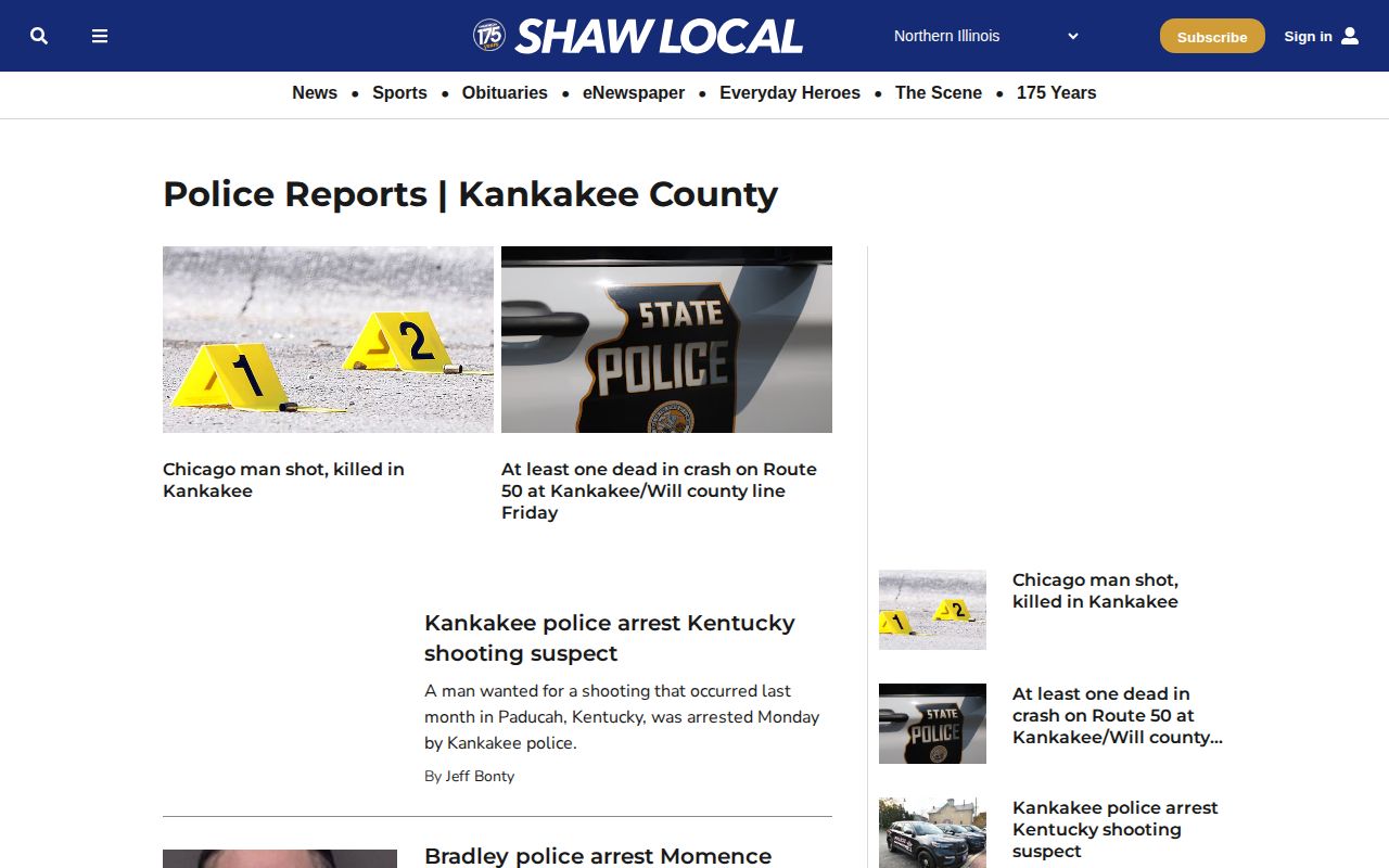 Kankakee County Daily Journal police reports section