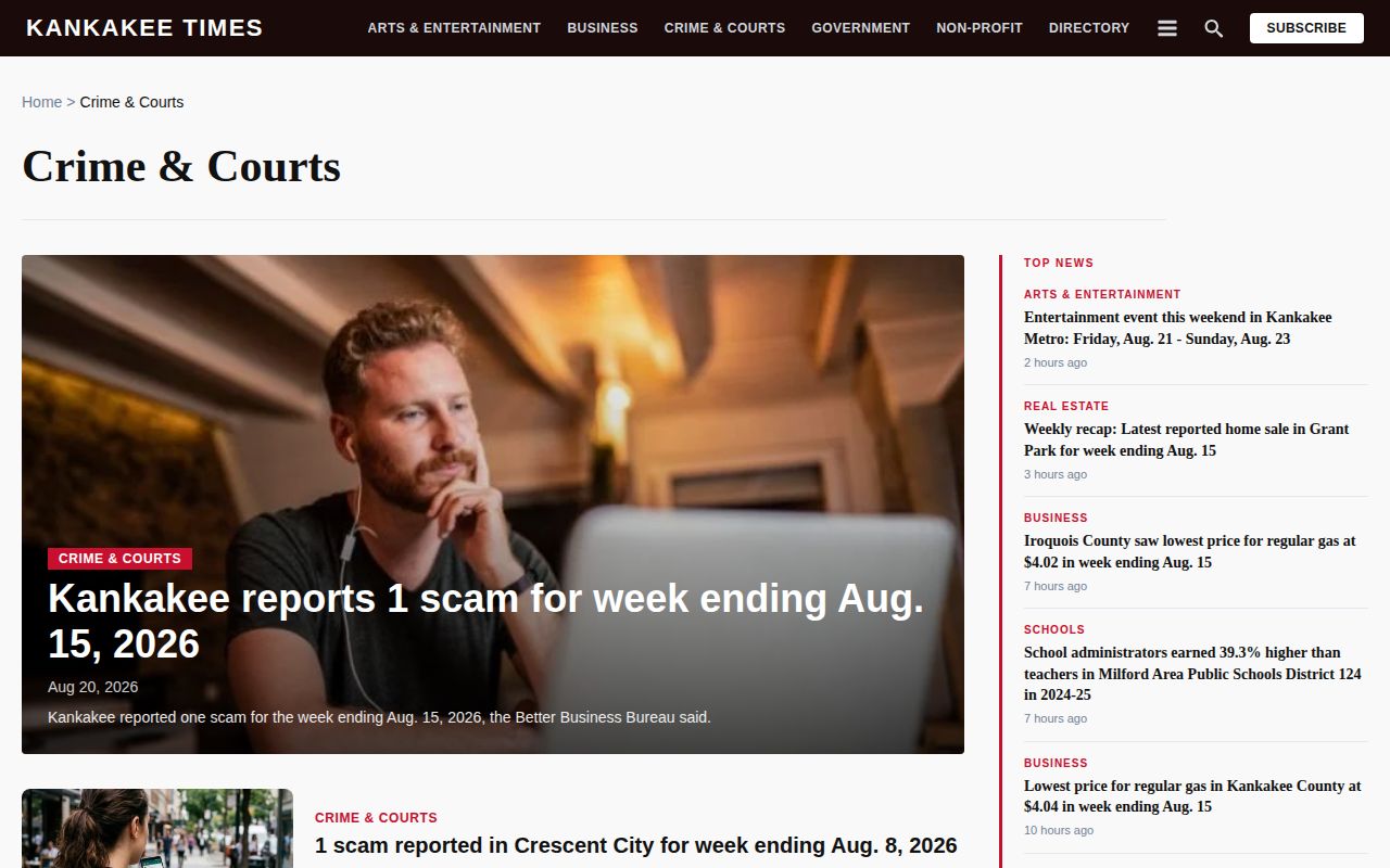 Kankakee Times crime and courts coverage for Kankakee County records